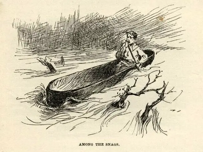 What is an example of satire in Huckleberry Finn?