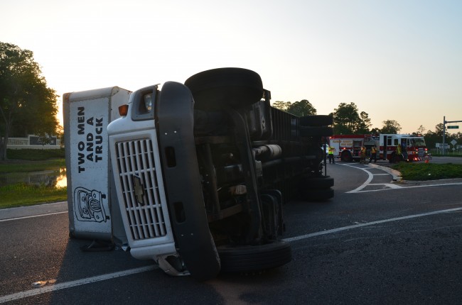 The truck blocked on-ramp to southbound I-95. Click on the image for larger view. (© FlaglerLive)