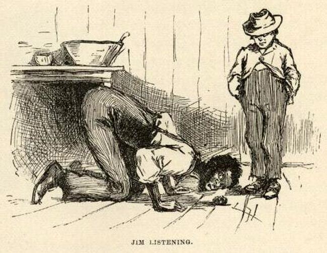 04-2-jim-huck-listening huckleberry finn illustrations original 