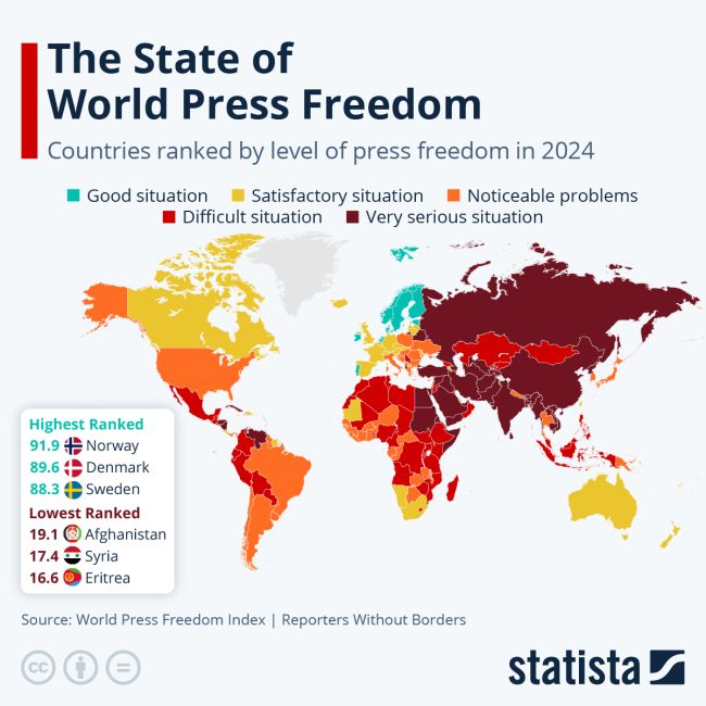 world press freedom 2024 map