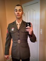 Pistolis in his Marine Corps dress uniform. He posted this selfie to his Facebook page.