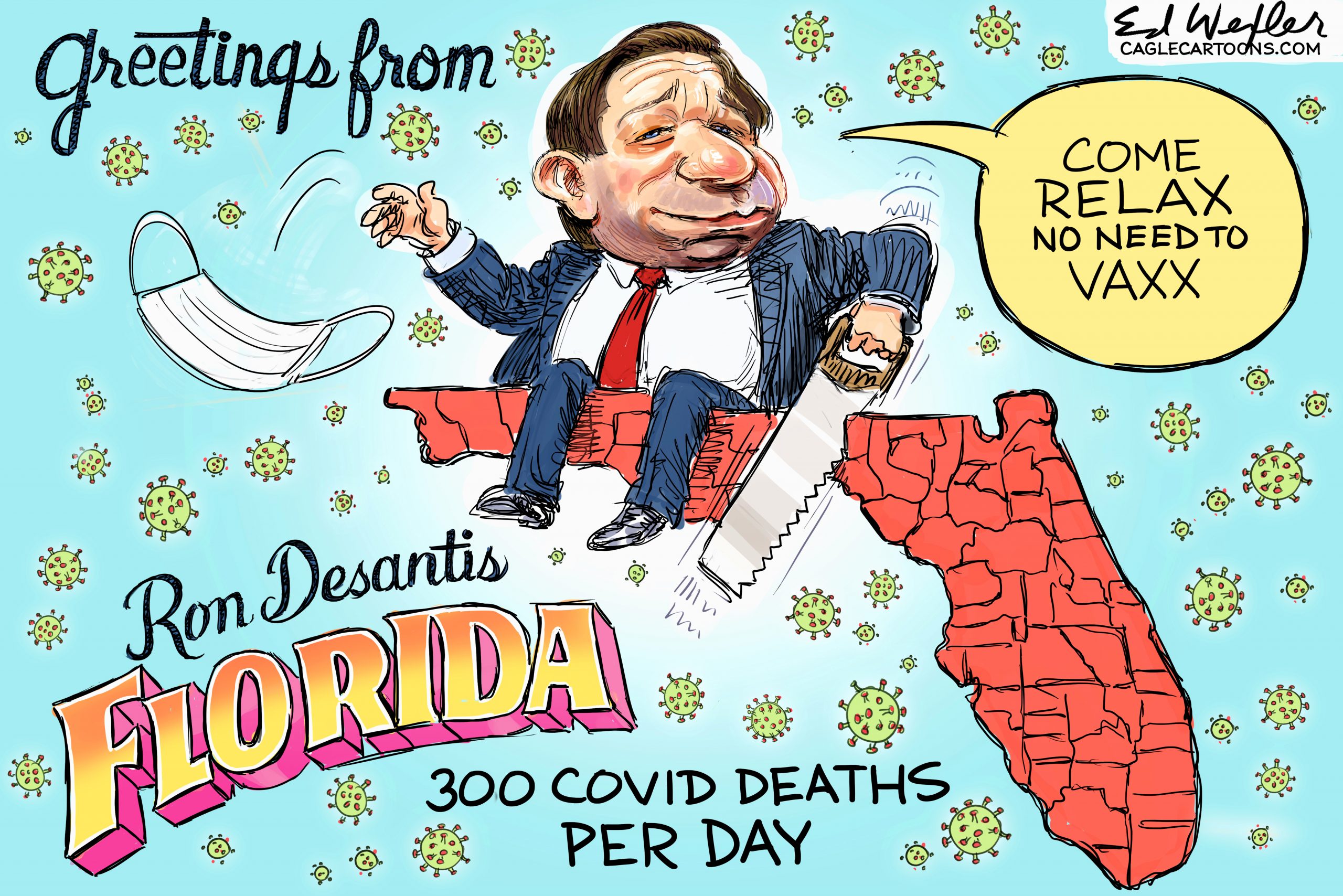 Greetings From Desantis Florida by Ed Wexler, CagleCartoons.com