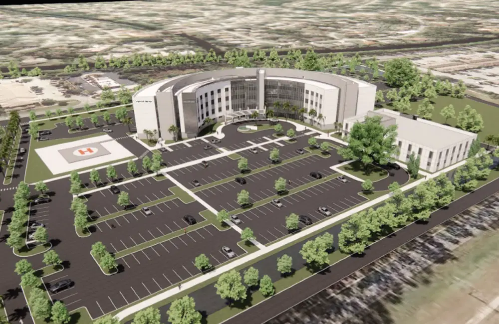 AdventHealth Palm Coast's new hospital on Palm Coast Parkway, in a rendering. 