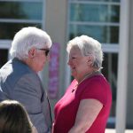 Six couples marrying and seven renewing their vows participated in today's annual mass Valentine's Day wedding officiated by Clerk of Court Tom bexley at the Flagler County courthouse. Mike and Dee Cocchiola, above, reviewed their vows after 56 years of marriage. (© FlaglerLive)