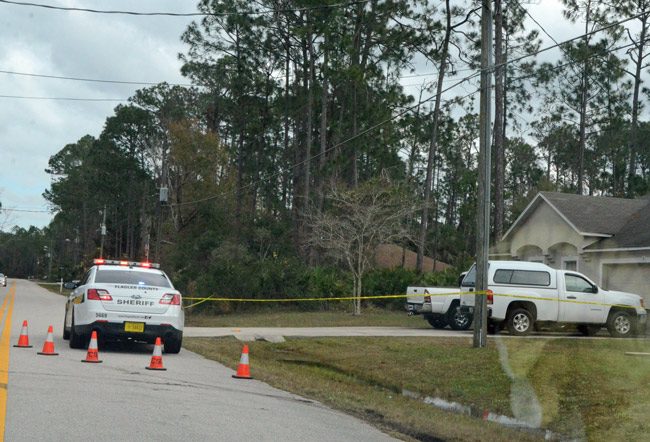 The scene at 6 Point Pleasant Drive Friday, where Faith Cummings died on Thursday in unexplained circumstances. (© FlaglerLive)