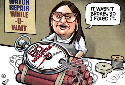 Bari Weiss 60 Minutes Bomb by Steve Sack, The Minneapolis Star-Tribune, MN