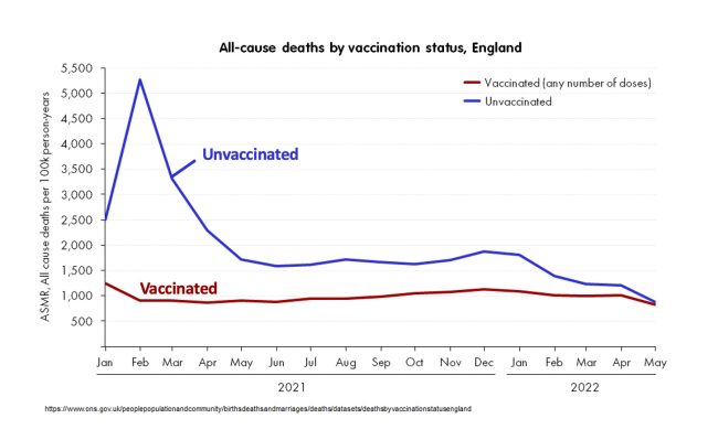 deaths of vaccinated and unvaccinated.