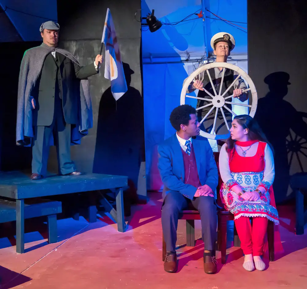 The City Repertory Theatre production of “Around the World in 80 Days” stars, clockwise from top left: Beau Wade, Bethany Stillion, Brittany Tellis and Brent Jordan. (Mike Kitaif)