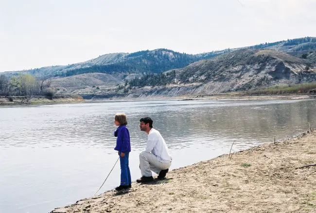 With my daughter Sadie on the banks of the Missouri, somewhere in Montana a few years after my solo trip. (© FlaglerLive) 