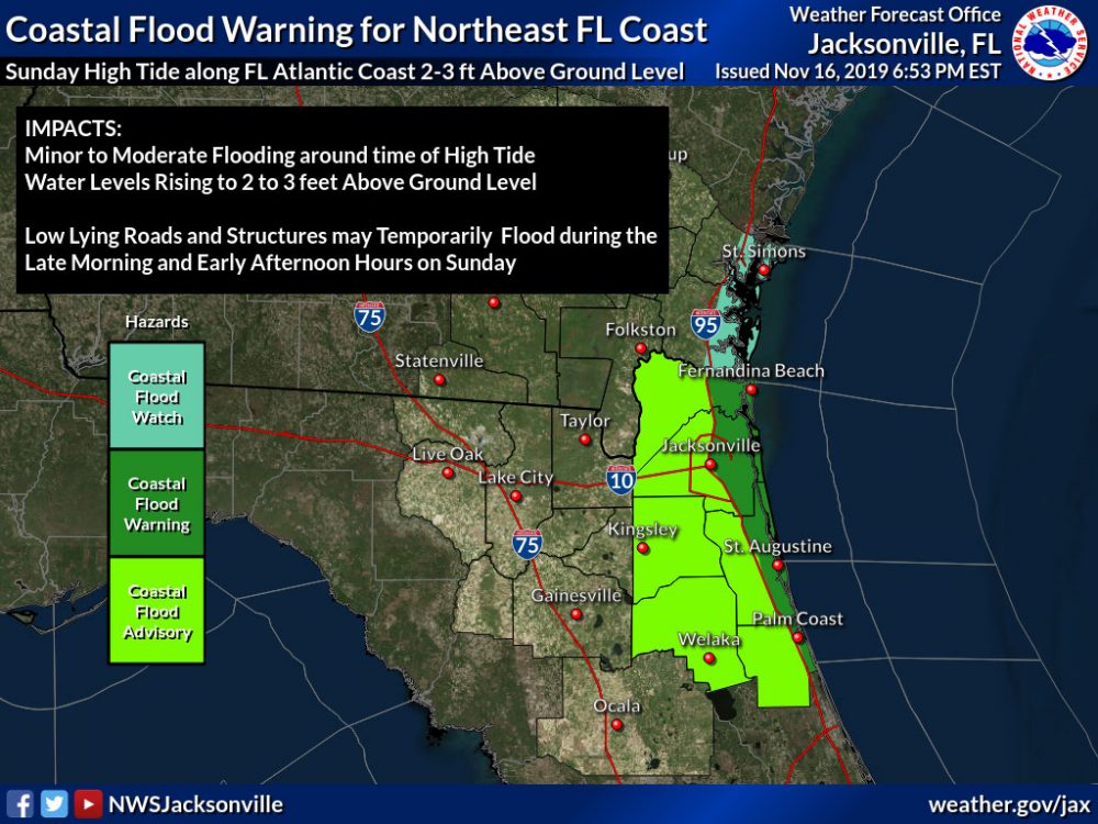 Coastal Flooding Warning for Palm Coast East of I-95 and Flagler Beach ...