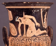 The Suicide of Ajax. Etruscan red-figured calyx-krater, c. 400–350 BCE. Currently in British Museum