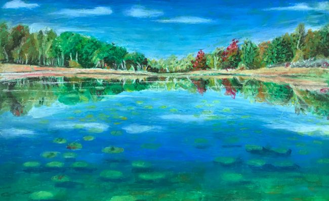 “Fall Reflections” by Alana Portas won the Pastel category.