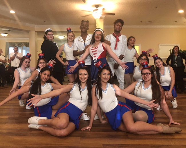 Flagler Palm Coast High School's dance troupe at Brookdale assisted living. (FPC)