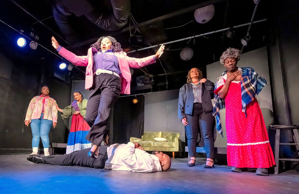 Vanessa Pierson, center, in "The Colored Museum," a City Repertory Theatre production opening Friday. (Mike Kitaif)