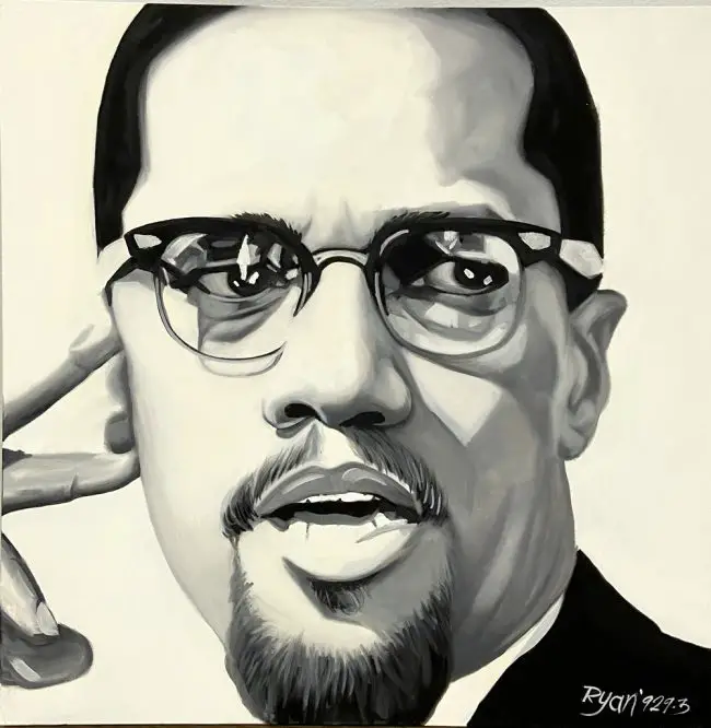 "Malcolm X," by Weldon Ryan. (© FlaglerLive)