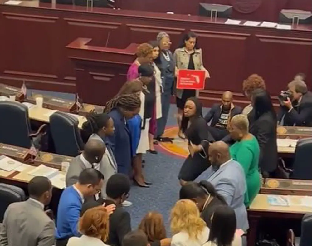 Black caucus members and Democrats in the state House chamber shut down debate on Gov. Ron DeSantis’ congressional map. House Speaker Chris Sprowls returned to the chamber and lawmakers pushed through the special session bills. (Michael Moline.)