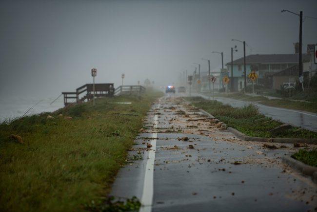 Boulder-ridden State Road A1A in south Flagler Beach today. (© AJ Neste)