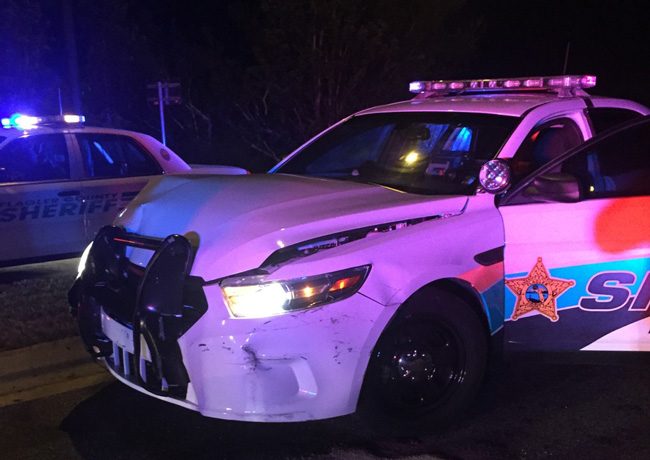 Deputy Rossi's patrol car after this morning;'s crash. (FCSO)