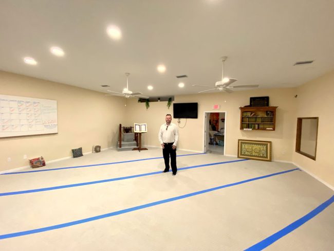 Ken Rimestad at the Islamic Center’s space in the Amaral Professional Center. (© FlaglerLive)