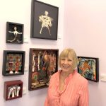 Jan Jackson, the Gargiulo Art Foundation’s Flagler County Artist of the Year for 2020, stands among some of her bone-infused works at Galleria d’Arte. (© FlaglerLive)