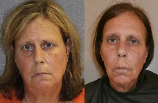 Jan E. Sochalski at the time of her August arrest, left, and from a previous arrest three years ago.