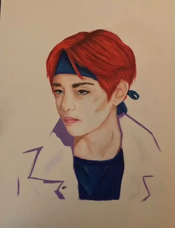 “K POP” by Elle Marin won the Colored Pencil category.