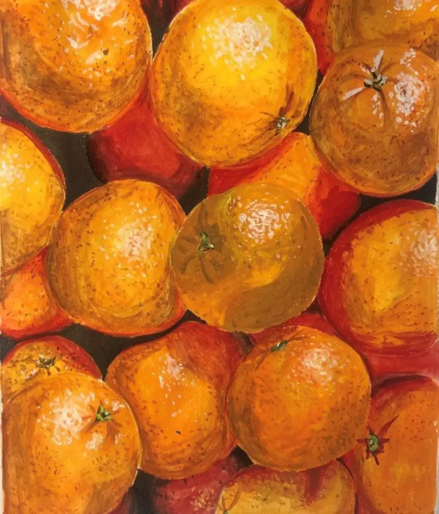 “Oranges” by Christina Courson won the Painting category.