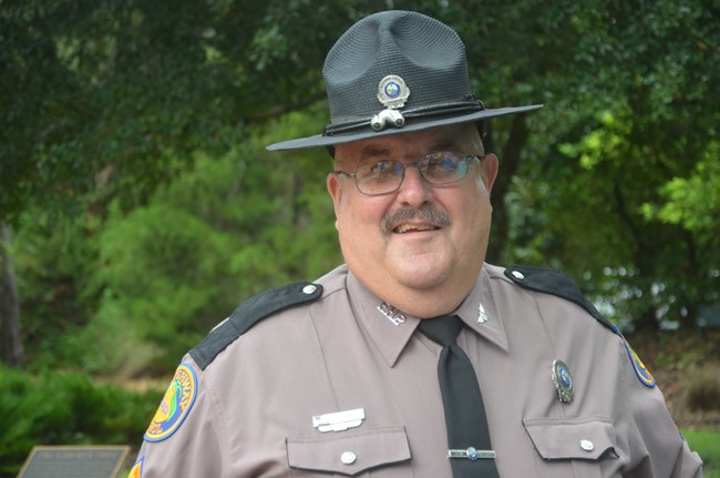 FHP's Cpl. Pete Young has been on Flagler's roads since 1976. He has no plans to quit. (© FlaglerLive)