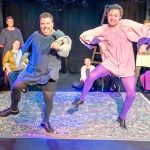Beau Wade, left, and Ethan Fink get jiggy in “Midsummer Vaudeville,” a scene in City Repertory Theatre’s “RockabillieWillie.” The quirky take on Shakespeare runs May 2-11. (Mike Kitaif )