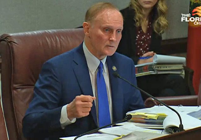 A proposal by Sen. David Simmons, a Longwood Republican, was outflanked by Sen. Greg Steube's proposal in a committee vote today. (Florida Channel)
