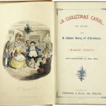 The title page from the first edition of A Christmas Carol. John Leech via Wikimedia Commons