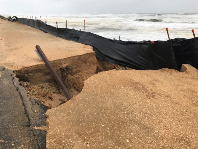 All told, A1A came through well, with only minor damage not unlike that seen during short, heavy rain events. This is near Ocean Grill. (Tony Roy)