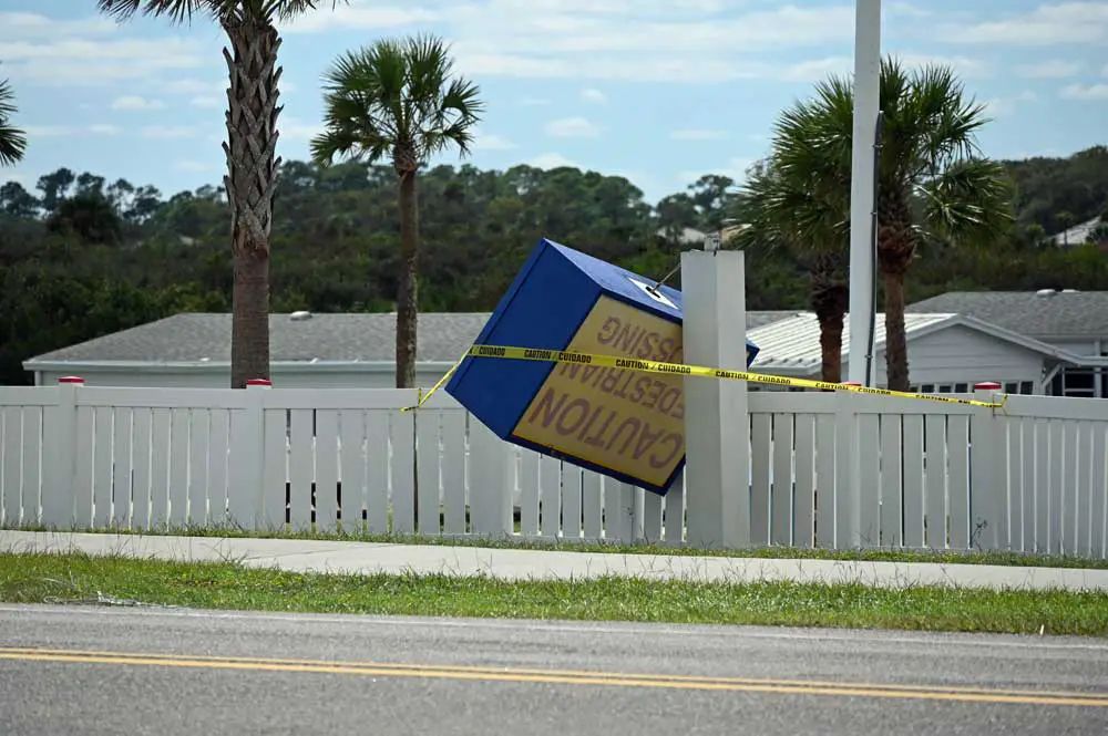 A sign on A1A in Beverly Beach Friday. (© FlaglerLive)
