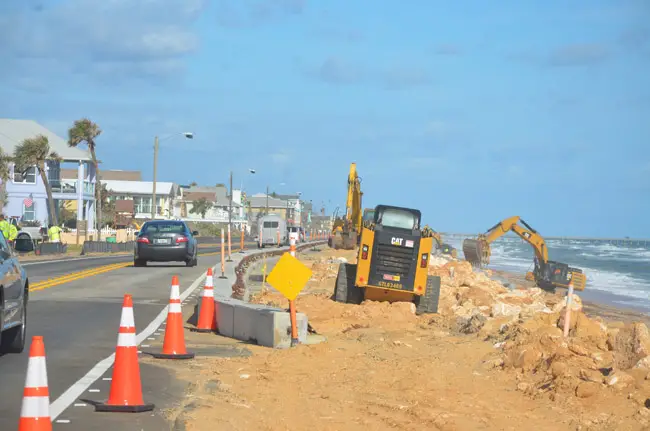 A1A in Flagler Beach is about to be a construction zone again for most of 2019. (© FlaglerLive)