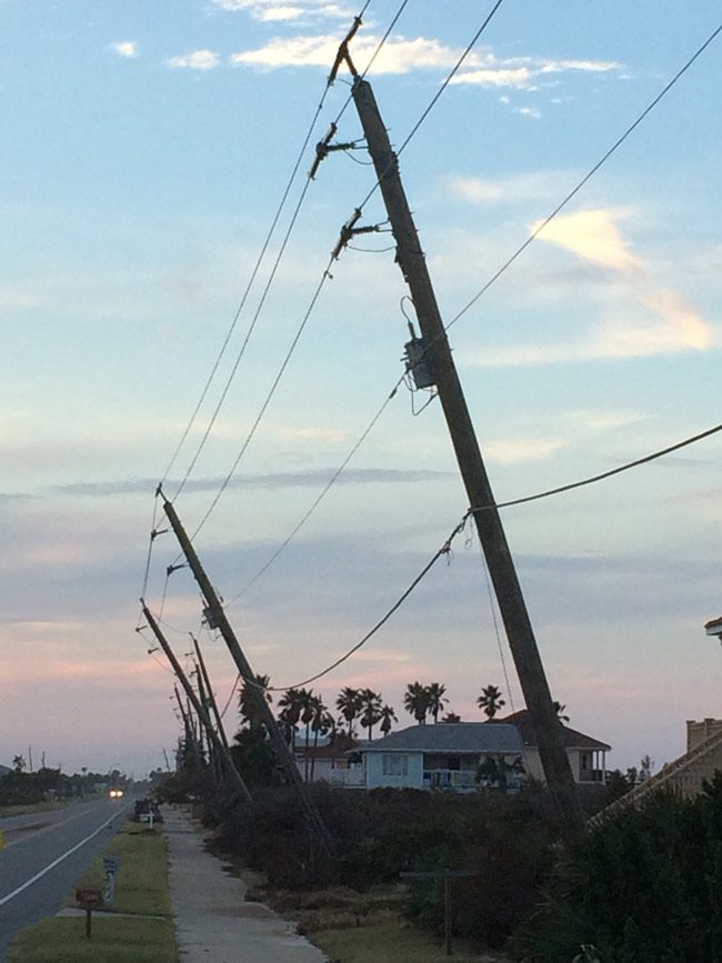 Power poles on A1A, post-Irma. (© FlaglerLive)