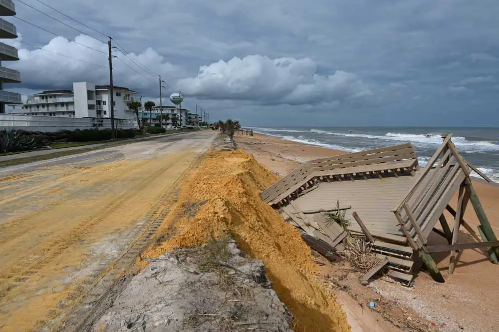 A repaired segment of State Road A1A south of the Flagler Beach water tower. The road reopened to traffic in both directions Saturday evening. (© FlaglerLive)