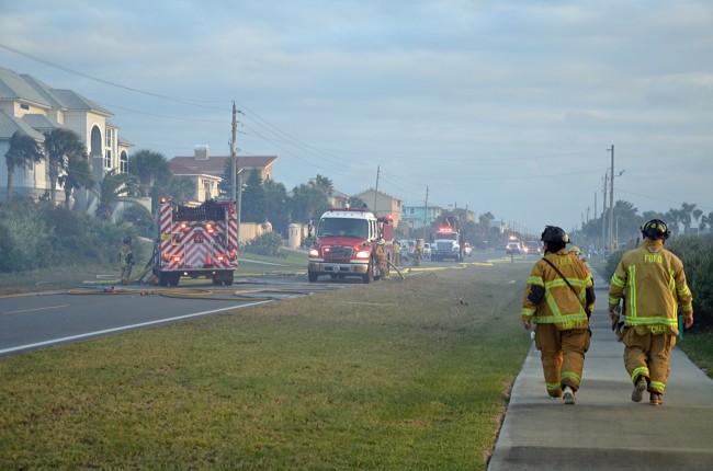 A busy scene on A1A this afternoon. Click on the image for larger view. (© FlaglerLive)