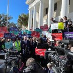 A Florida Supreme Court hearing Wednesday on a proposed constitutional amendment about abortion rights drew demonstrators on each side of the issue. (Tom Urban)