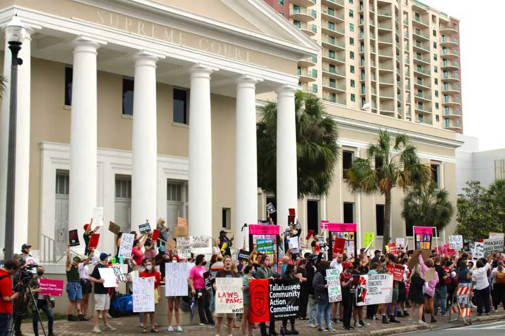     Abortion advocates gather in Florida Supreme Court on May 3, 2022.  (Danielle J Brown)