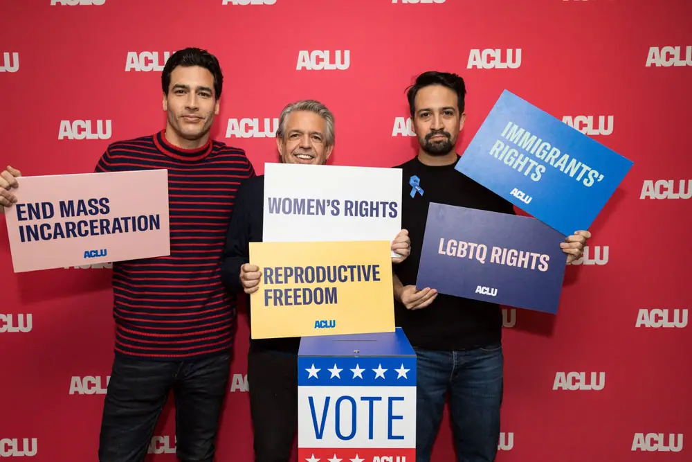 Lin-Manuel Miranda, his father Luis Miranda, and John James have a message on the ACLU's 100th birthday. (ACLU)