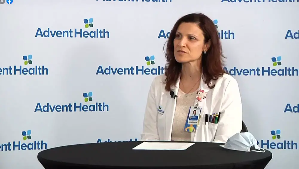 “We highly recommend the vaccine,” Levent said.(© FlaglerLive via AdventHealth TV)