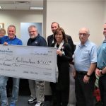 Professional painting company, Weston Coatings Group, donated $5,000 to AdventHealth HospiceCare to support the Stuart F. Meyer Hospice House, located on the campus of AdventHealth Palm Coast. Pictured from left to right: Wally DeAquino, AdventHealth Palm Coast chief operating officer; Charles Whitlock, AdventHealth facilities and engineering manager; Kenneth Presley of Weston Coatings Group; Nancy Fleenor-Nelson, AdventHealth Foundation for the Hospice Care East Florida development officer; Steve Makris of Weston Coatings Group; Jerry Armstrong of Weston Coatings Group; Dr. Ron Jimenez, AdventHealth Palm Coast CEO; Kathy Gover, AdventHealth Palm Coast chief nursing officer; Kenneth Smith of Weston Coatings Group; Dane Riddell of Weston Coatings Group; and John Subers, AdventHealth Palm Coast Foundation and Hospice Care East Florida Foundation director.