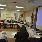 School Board Chairman Janet McDonald last week addressing members of the Citizens Advisory Committee in charge of drawing up a short list of superintendent candidates. (© FlaglerLive)