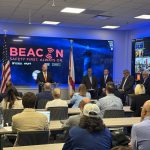 Florida Department of Emergency Management Director Kevin Guthrie introduces BEACON, a text-to-speech storm warning program from the University of Florida College of Journalism and Communications. (Photo via Guthrie’s X account)