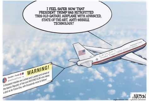 Trump Retrofitted Qatar Jet Missile Defense. R.J. Matson.