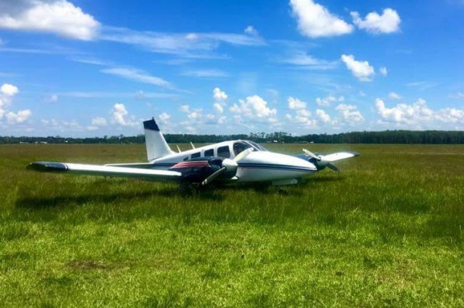 The plane after its landing off County Road 305. (Contributed)