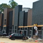 Airport Commons under construction this week. It sits at the edge of the county airport's property, opposite Wawa, along State Road 100. Its first businesses are set to open at the end of September or early October. (© FlaglerLive)