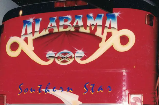 My home's in Alabama: the back of the tour bus long used by Alabama, the country band. (© FlaglerLive)