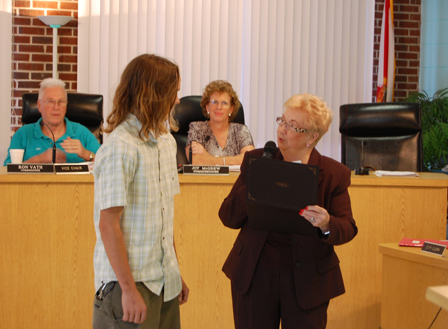 Alan Forehand and Flagler Beach mayor Alice Baker