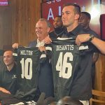 On Thursday, Florida State University quarterback McKenzie Milton appeared at a Miller’s Ale House restaurant in Tallahassee to sign a contract with Dreamfield, a company he co-founded with University of Miami quarterback D’Eriq King. (NSF)